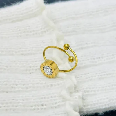 Stainless Steel Geometric Adjustable Finger Ring 